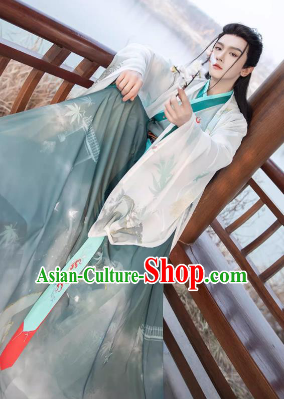Chinese Traditional Hero Hanfu Ancient Swordsman Clothing Jin Dynasty Male Garment Costumes Chinese Traditional Hero Hanfu Ancient Swordsman Clothing Jin Dynasty Male Garment Costumes