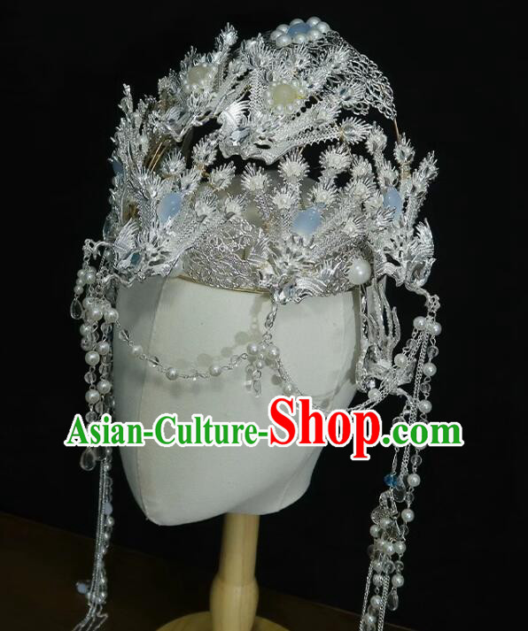 Chinese Ancient Empress Argent Crown Handmade Phoenix Headdress Hanfu Wedding Jewelries Chinese Ancient Empress Argent Crown Handmade Phoenix Headdress Hanfu Wedding Jewelries