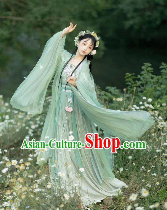 Chinese Ancient Goddess Clothing Song Dynasty Royal Princess Costumes Traditional Woman Green Hanfu Dresses Chinese Ancient Goddess Clothing Song Dynasty Royal Princess Costumes Traditional Woman Green Hanfu Dresses