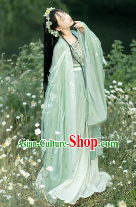 Chinese Ancient Goddess Clothing Song Dynasty Royal Princess Costumes Traditional Woman Green Hanfu Dresses Chinese Ancient Goddess Clothing Song Dynasty Royal Princess Costumes Traditional Woman Green Hanfu Dresses