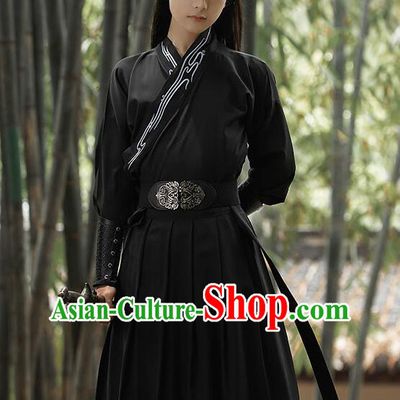 Chinese Ancient Swordsman Black Clothing Song Dynasty Young Hero Garment Costumes Traditional Hanfu
