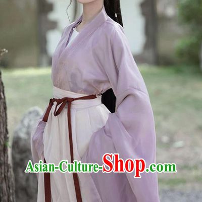 China Southern and Northern Dynasties Princess Garment Costumes Ancient Fairy Clothing Traditional Lilac Hanfu Dress