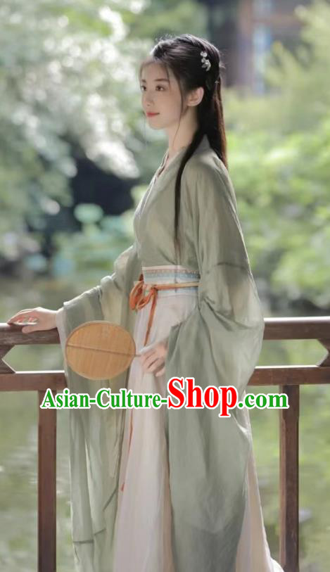 Ancient Jin Dynasty Young Woman Clothing China Country Lady Costumes Traditional Green Hanfu Dress Ancient Jin Dynasty Young Woman Clothing China Country Lady Costumes Traditional Green Hanfu Dress
