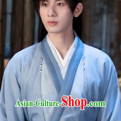 China Ancient Drama Swordsman Blue Clothing TV Series Immortal Samsara Young Hero Ying Yuan Garment Costumes