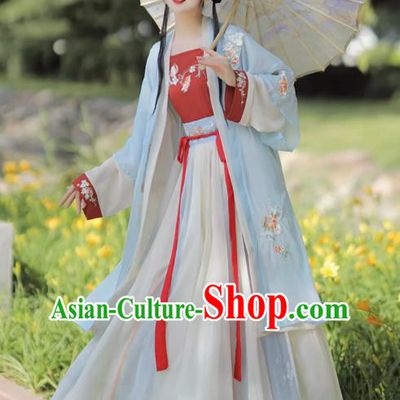 China Traditional Hanfu Woman Costumes Ancient Young Lady Dresses Song Dynasty Village Girl Clothing