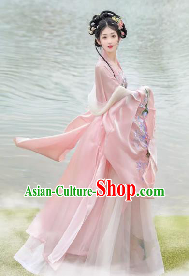 China Ancient Goddess Costumes Tang Dynasty Palace Princess Clothing Traditional Hanfu Pink Hezi Dress China Ancient Goddess Costumes Tang Dynasty Palace Princess Clothing Traditional Hanfu Pink Hezi Dress