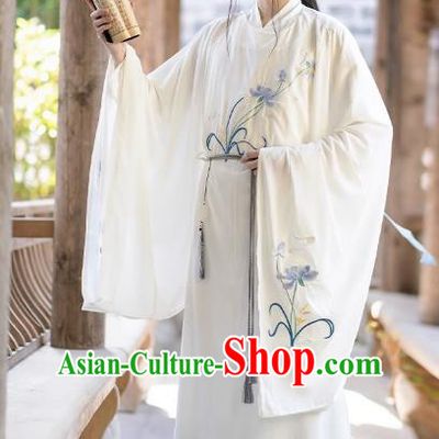China TV Series Swordsman White Hanfu Ancient Chinese Costumes Young Childe Outfit Song Dynasty Scholar Clothing