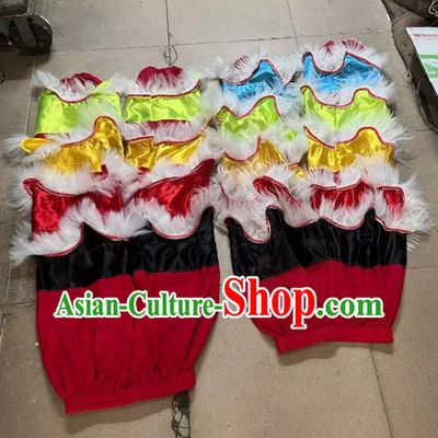 Handmade China Lion Dance Competition Costumes 2 Pairs Lion Dance Pants Adult Size Colorful Satin Trousers with White Fur