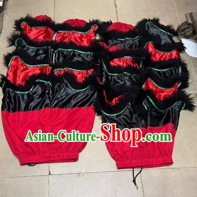 Handmade Satin Lion Trousers with Black Fur China Lion Dance Competition Costumes 2 Pairs Lion Dancing Pants Adult Size