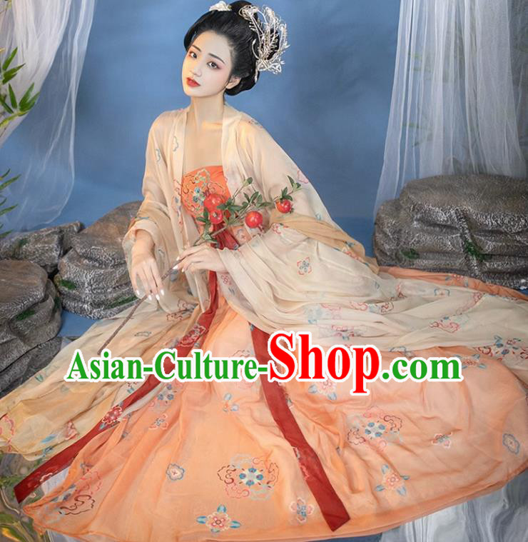 China Ancient Noble Woman Costume Tang Dynasty Imperial Concubine Dress Traditional Hanfu Ruqun Clothing China Ancient Noble Woman Costume Tang Dynasty Imperial Concubine Dress Traditional Hanfu Ruqun Clothing