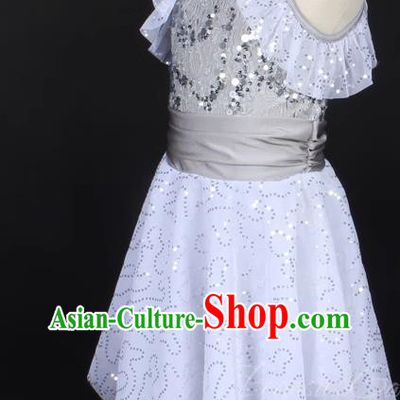 Long Skirt Female Latin Modern Dance Skirt Stage Dress Sequin Gauze Dress