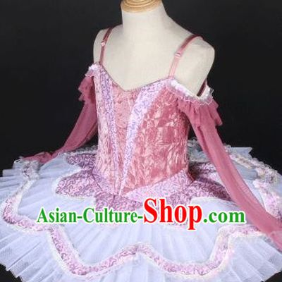 Children Spring And Summer Sequined Gauze Skirt Long Sleeved TUTU Ballet Dance Suspenders Performance Costume Stage Dress Female