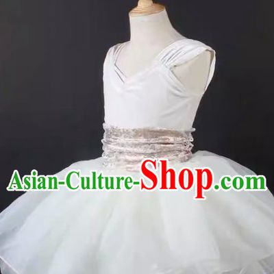 Children Female Tutu Skirt Sleeveless Stage Costume Performance Costume Adult Yarn Skirt Dress Ballet Dance Skirt