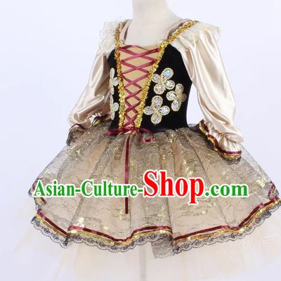 Lace Court Style Children Female Long And Short Ballet Dance Skirt Gauze Skirt Stage Performance Costume