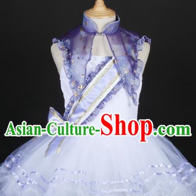 Children Spring And Summer Living Collar Princess Dress Performance Costumes Stage Costumes Event Costumes