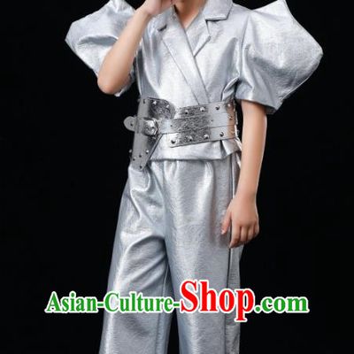Boys Yuan Universe Technology Sense Performance Photography Clothing Children Catwalk Silver Technology Sense Performance Clothing Futuristic Fashion Clothing