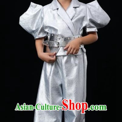 Boys Yuan Universe Technology Sense Performance Photography Clothing Children Catwalk Silver Technology Sense Performance Clothing Futuristic Fashion Clothing