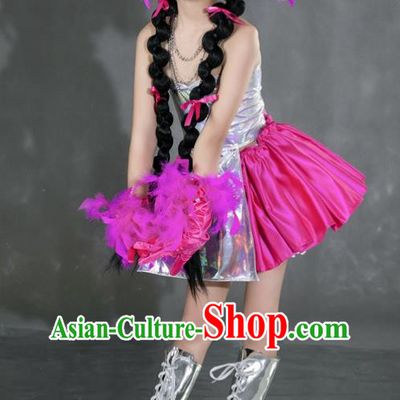 Girls Rose Red Tide Dress Yuan Universe Technology Style Sweet And Cool Princess Dress Six One Children Catwalk Performance Dress
