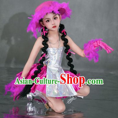 Girls Rose Red Tide Dress Yuan Universe Technology Style Sweet And Cool Princess Dress Six One Children Catwalk Performance Dress