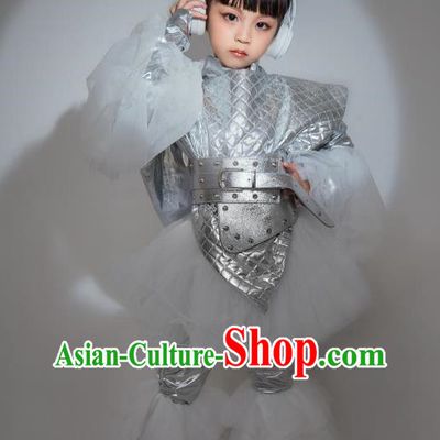 Girls Future Metaverse Technological Sense Creative Clothing Car Model Stage Silver Dress Catwalk Catwalk Show Trendy Clothing