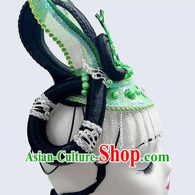 Chinese Classical Dance Headdress Costume Performance Flying Chang E Hair Bun Wig Stick Hair Crown Headdress Tang Dynasty Imperial Concubine Dunhuang