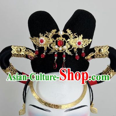 Chinese Classical Dance Han And Tang Style Noble Concubine Atmospheric Dance Performance Gold Hairpin Red Rope Wig Hair Bun Hair Accessories