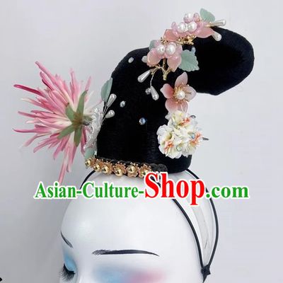Chinese Classical Dance Drunk Flower Shade Dance Headdress Drunk Flower Shade Performance Headdress National Dance Wig Hair Decoration Art Examination Headdress