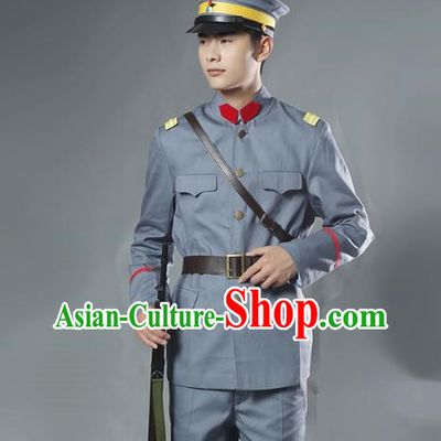 Men Pure Cotton Beiyang Anhui Style Soldier Uniform Suit