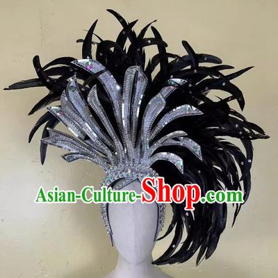 Opening Dance Performance Black Feather Headdress Team Samba Carnival Halloween