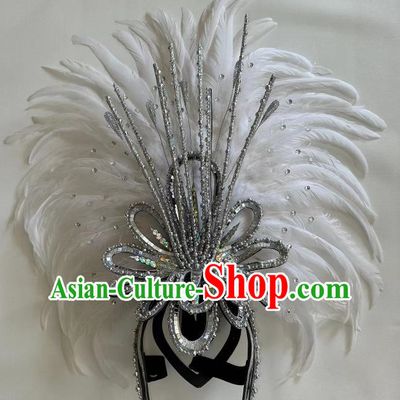 Opening Dance Performance White Feather Headdress Dance Team Samba Carnival Halloween