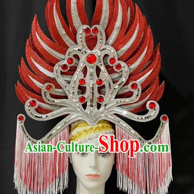 Extravagant Tassel Opener Show Performance Feather Headdress Dance Team Samba Costumes Carnival Halloween