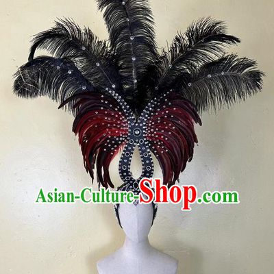 Opening Dance Performance Red And Black Feather Headdress Dance Team Samba Carnival Halloween