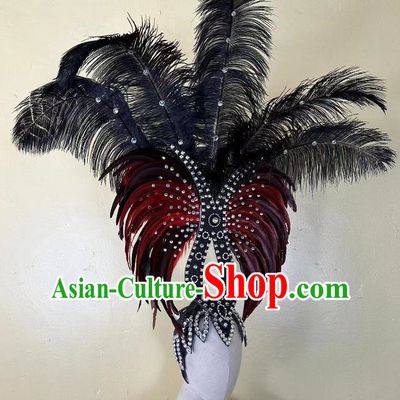 Opening Dance Performance Red And Black Feather Headdress Dance Team Samba Carnival Halloween