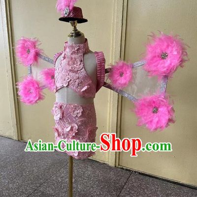 Girls T Stage Swimsuit Stage Victoria Secret Feather Catwalk Show Trailing Chinese Style Model Fashion Trend Clothing Dress