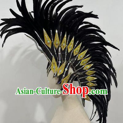 Black Feather Opening Dance Show Feather Headdress Dance Team Samba Costumes Carnival Halloween