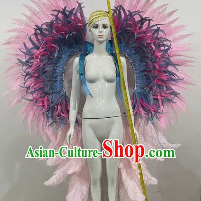 Pink Wings Opening Dance Performance Show Feather Headdress Dance Team Samba Costumes Carnival Halloween