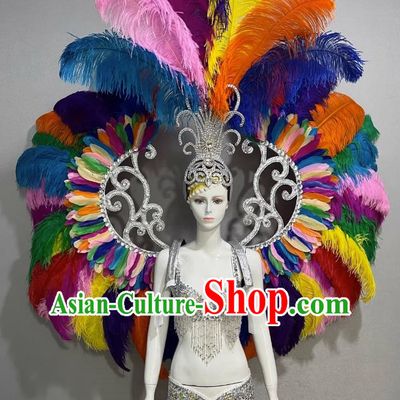 Color Opener Show Show Feather Headdress Dance Team Samba Costumes Carnival Halloween