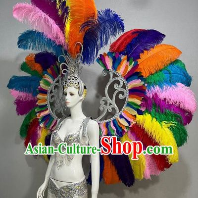 Color Opener Show Show Feather Headdress Dance Team Samba Costumes Carnival Halloween