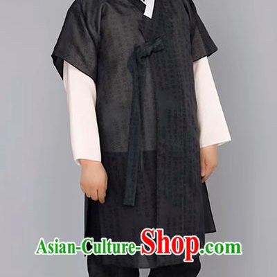 Men Groom Hanbok Black Long Host Speech Dress