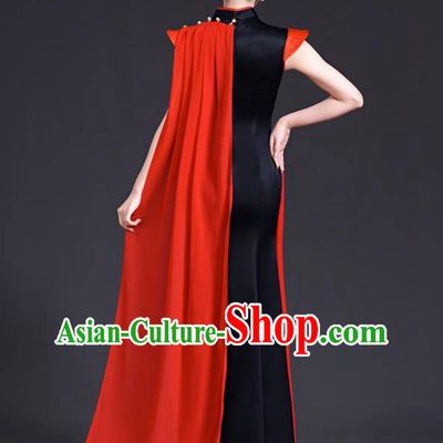 Top Evening Dress Temperament Stage Host Costume Chinese Style Improved Fishtail Long Cheongsam Dress