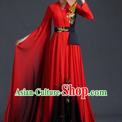 Chinese Style Top Banquet Evening Dress Model Catwalk Performance Costume Long Guzheng Playing Art Test Dress Tailing
