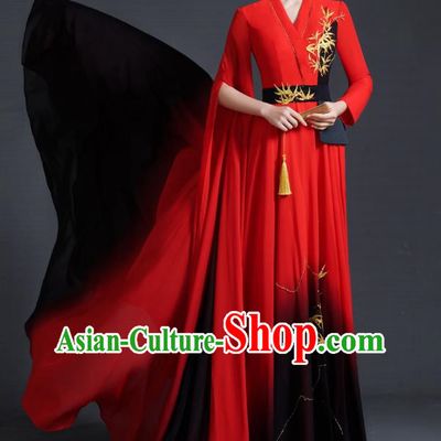Chinese Style Top Banquet Evening Dress Model Catwalk Performance Costume Long Guzheng Playing Art Test Dress Tailing
