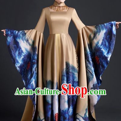 Exaggerated Big Sleeve Model Catwalk Costume Top Atmospheric Guzheng Performance Art Test Vocal Music Performance Host Dress Female