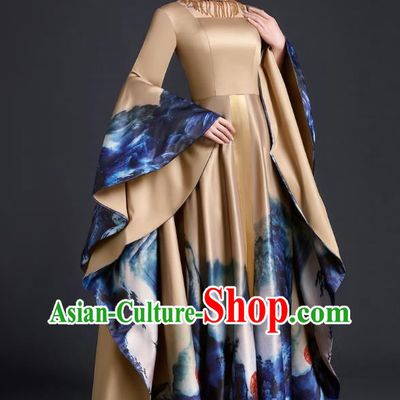 Exaggerated Big Sleeve Model Catwalk Costume Top Atmospheric Guzheng Performance Art Test Vocal Music Performance Host Dress Female
