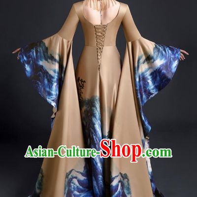 Exaggerated Big Sleeve Model Catwalk Costume Top Atmospheric Guzheng Performance Art Test Vocal Music Performance Host Dress Female