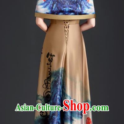Chinese Style Top Atmospheric Landscape Painting Banquet Evening Dress Long Model Stage Catwalk Art Examination Performance Dress