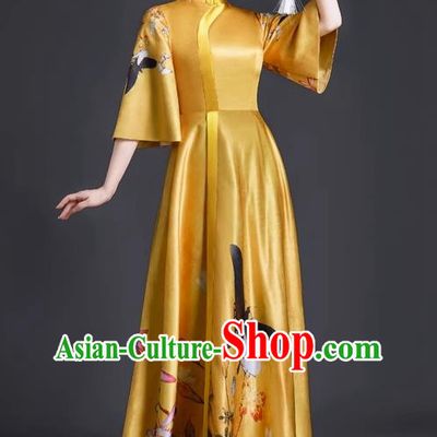Chinese Style Top Banquet Evening Dress Long Section Annual Meeting Model Catwalk Show Costume Dress