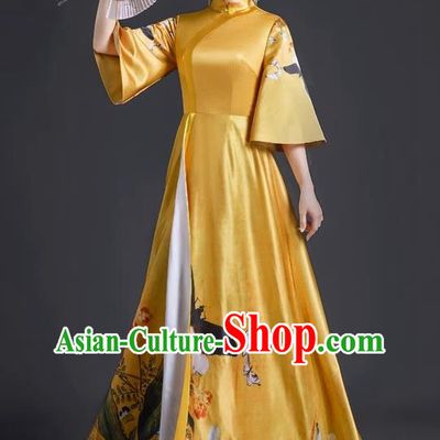 Chinese Style Top Banquet Evening Dress Long Section Annual Meeting Model Catwalk Show Costume Dress