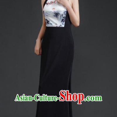 Chinese Style Banquet Evening Dress Sexy Shoulders Young Improved Catwalk Cheongsam Long Party Party Dress