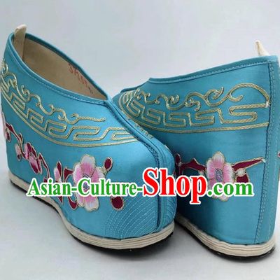 Inner Heightening Embroidered Shoes Thousand Layer Bottom Inner Heightening Opera Ancient Costume Color Shoes Chinese Style Miss Xiaodan Shoes Women